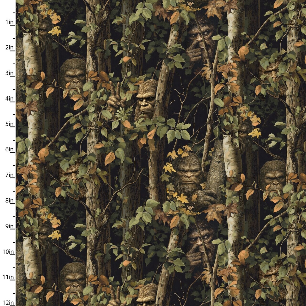 Fabric 3 Wishes Black Bigfoot Peekaboo Legendary Loner by the Quarter Yard 23814-BLK